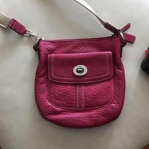 Hot pink pebbled leather coach crossbody